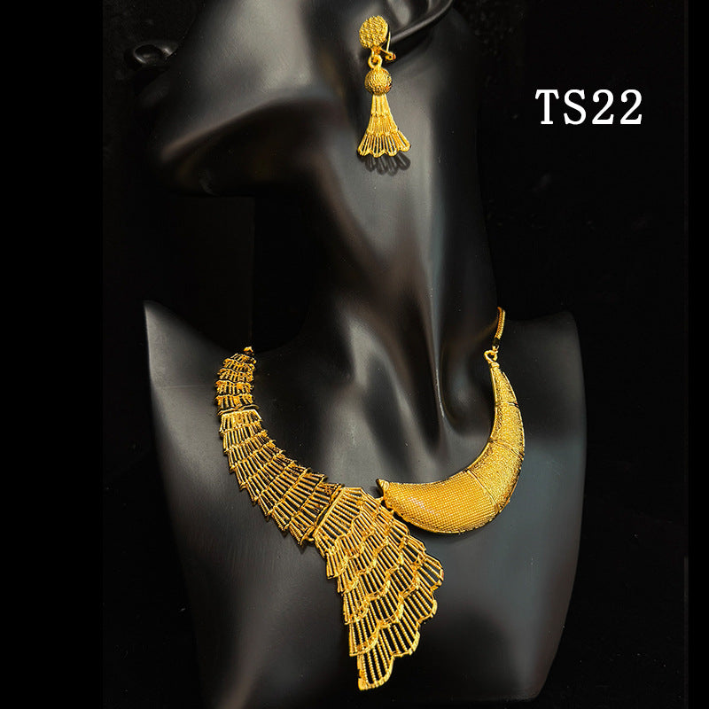 Gold Plated Female Bridal Wedding Imitation Jewelry Set