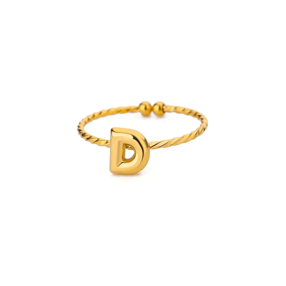 Stainless Steel Gold-plated English Letters Glossy Rings