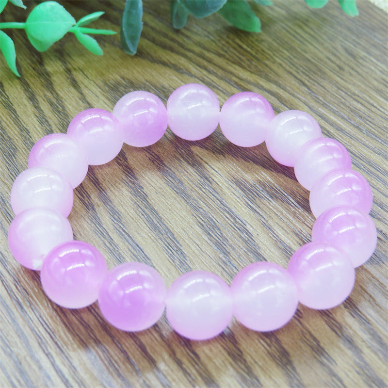 Transparent Pink White Jade Pliable Temperament Bracelets