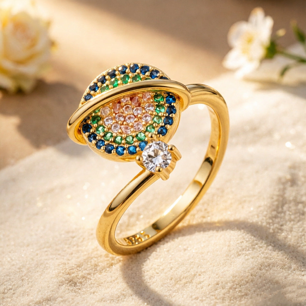 Sunflower Spinning Female Design Sense Fashion Ring