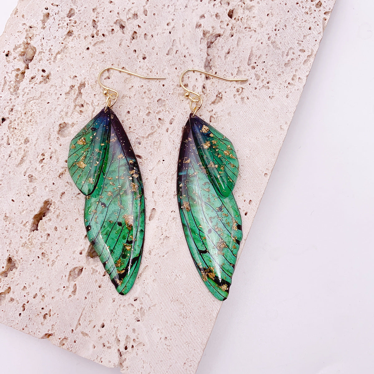 Women's Sier Cicada Wings Ear Hook Butterfly Temperamental Fairy Long Eardrop Earrings