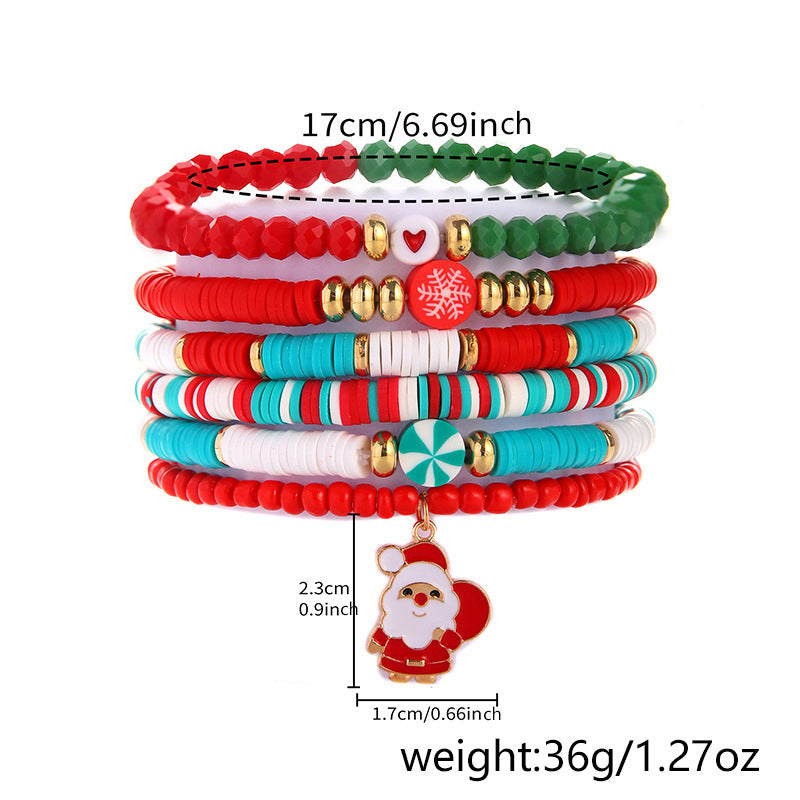 Christmas Female Snowflake Tree Polymer Clay Bracelets