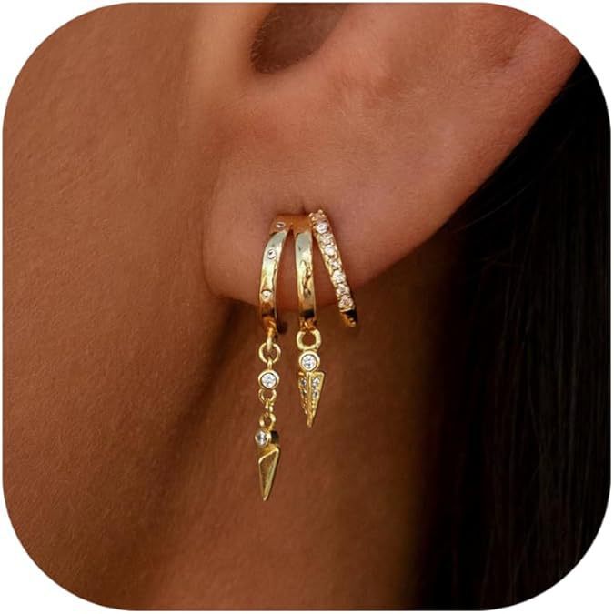 Copper Gold-plated Tassel Inlaid Zircon Irregular Fashion Earrings
