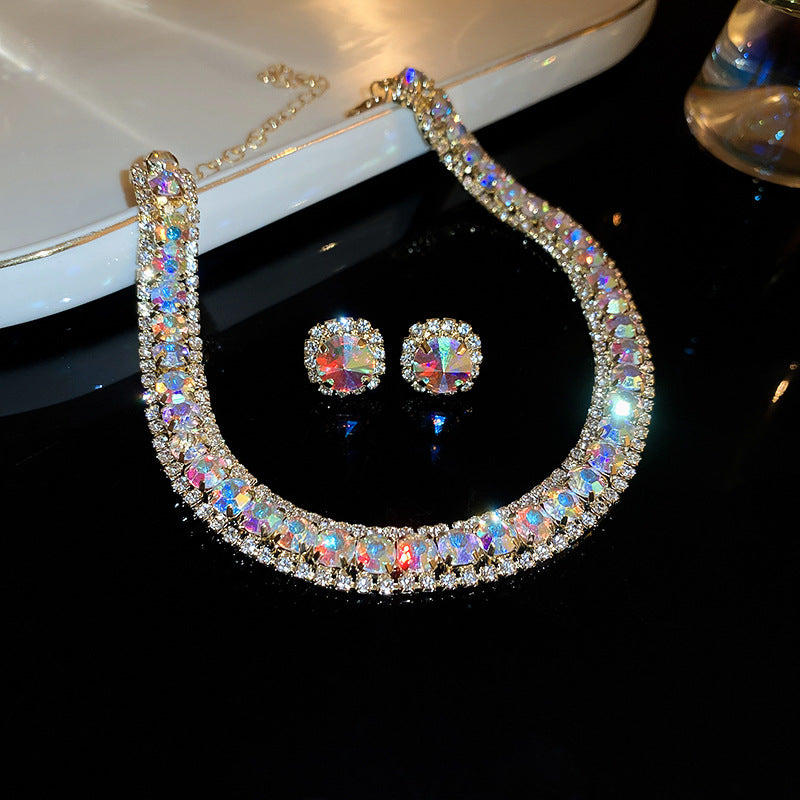 Diamond Geometric Suite Light Luxury Clavicle Jewelry Set