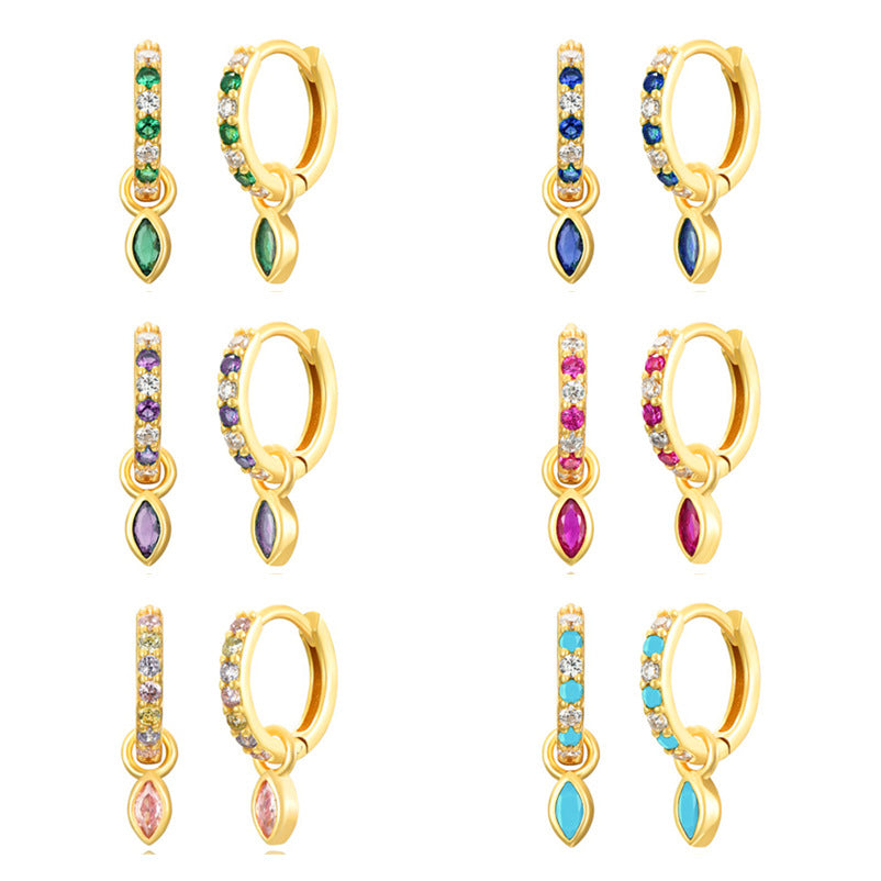 Women's Color Zircon Ear Clip Fashion Geometry Earrings