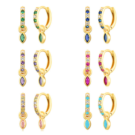Women's Color Zircon Ear Clip Fashion Geometry Earrings