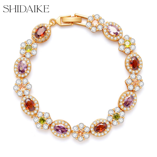 Flower Zircon Gold Affordable Luxury Fashion Live Bracelet