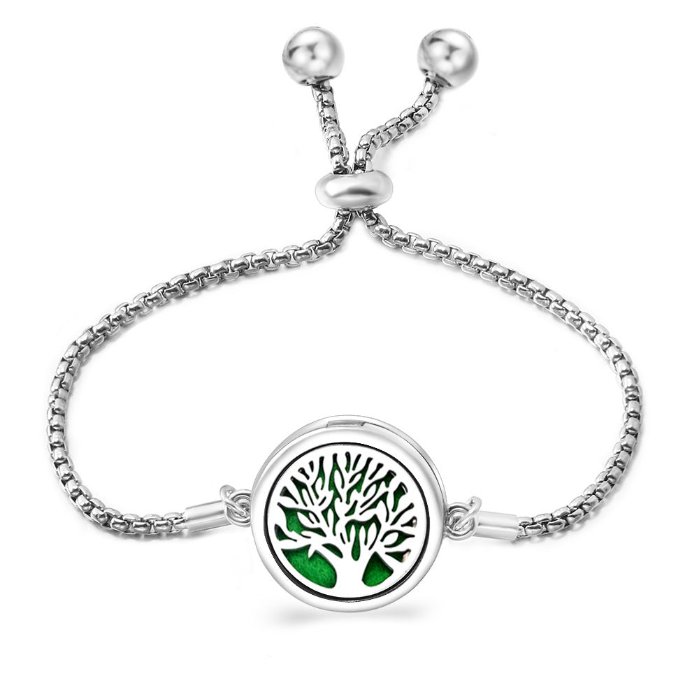 Fashion Angel Wings Box Essential Oil Diffuser Stainless Steel Adjustable Bracelet