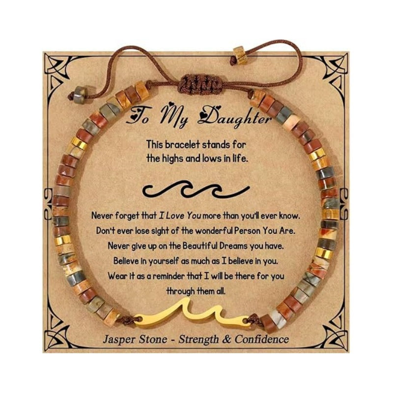 Women's Natural Stone Golden Cross Adjustable Band Bracelets
