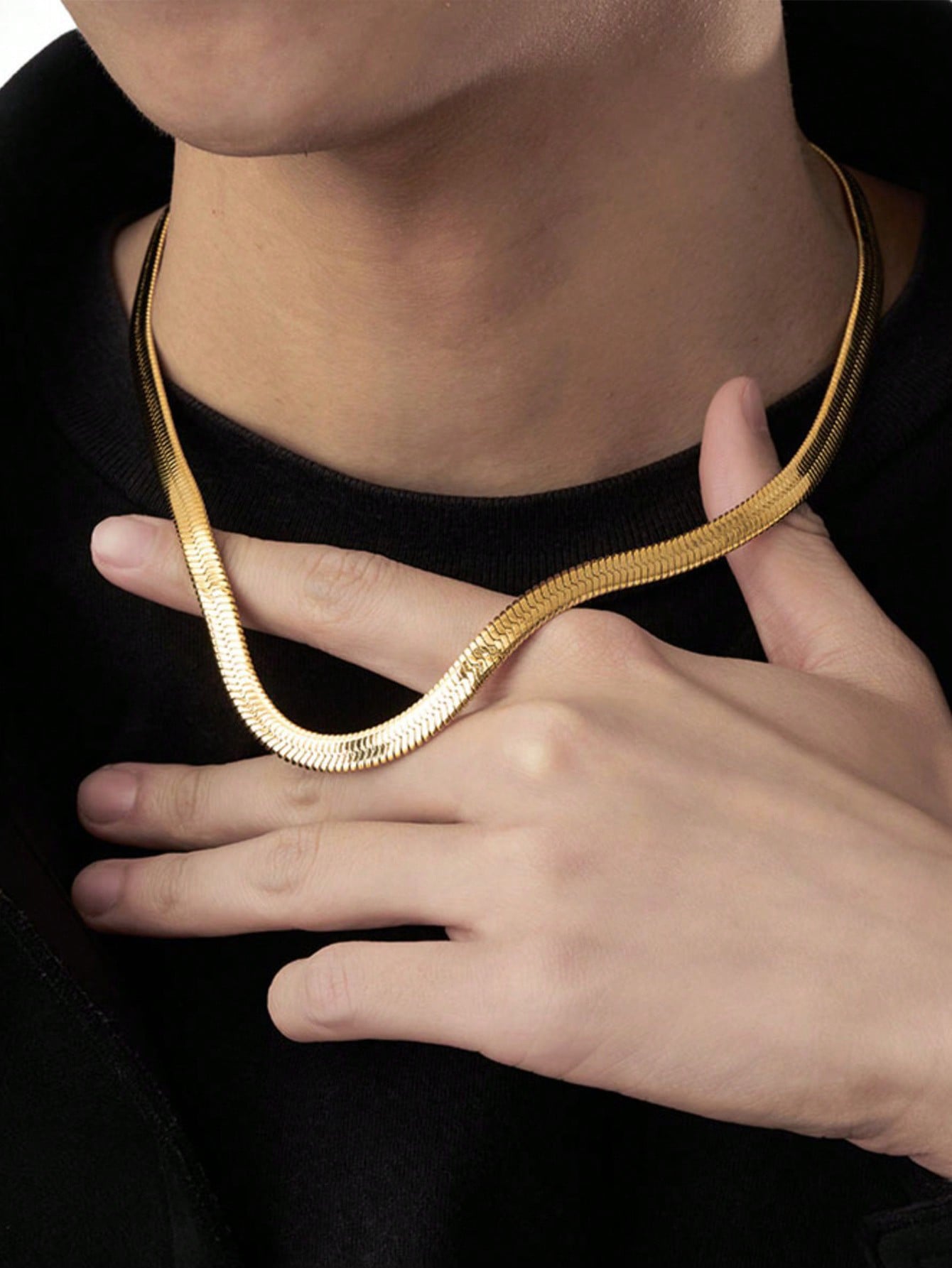 Men's Steel No Fading Wide Blade Chain Niche Design Couple Thick Necklace