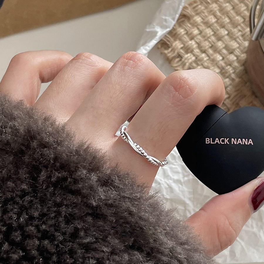 Women's Sterling Sier With Shiny Lines Cross Rings