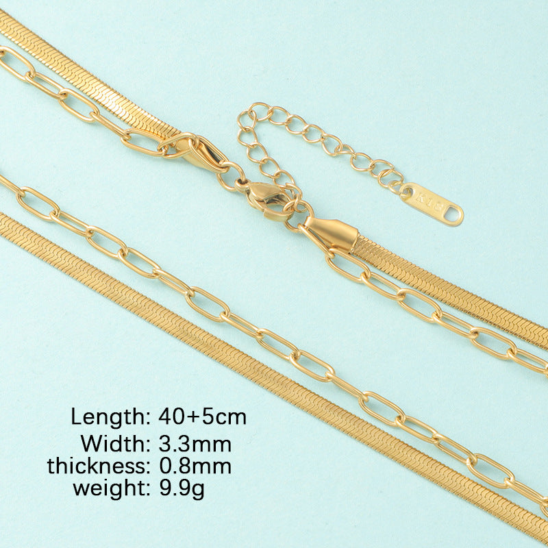 Fashion Titanium Steel Double Layer Blade Chain Necklaces