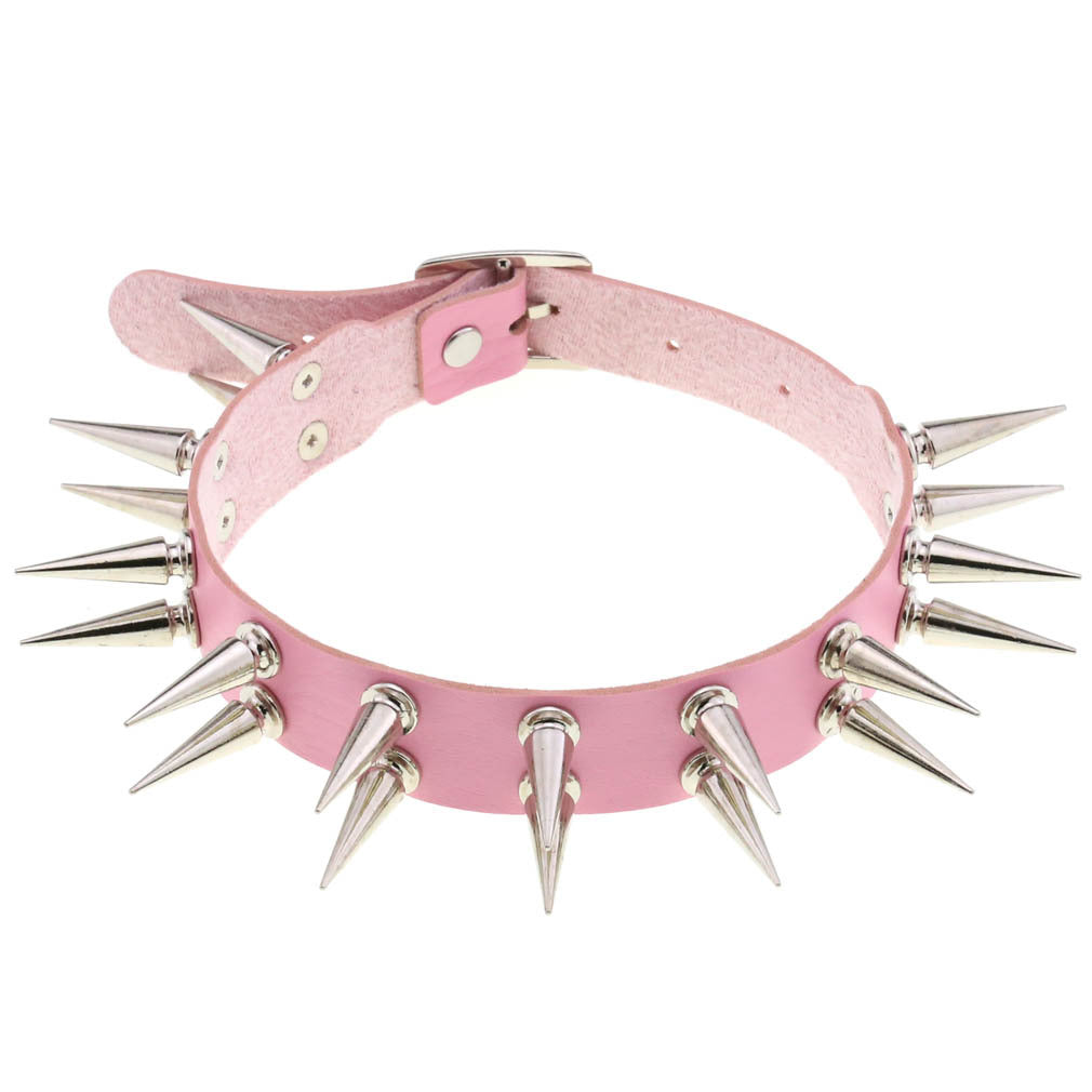Creative Double Row Rivet Pointed Nail Collar
