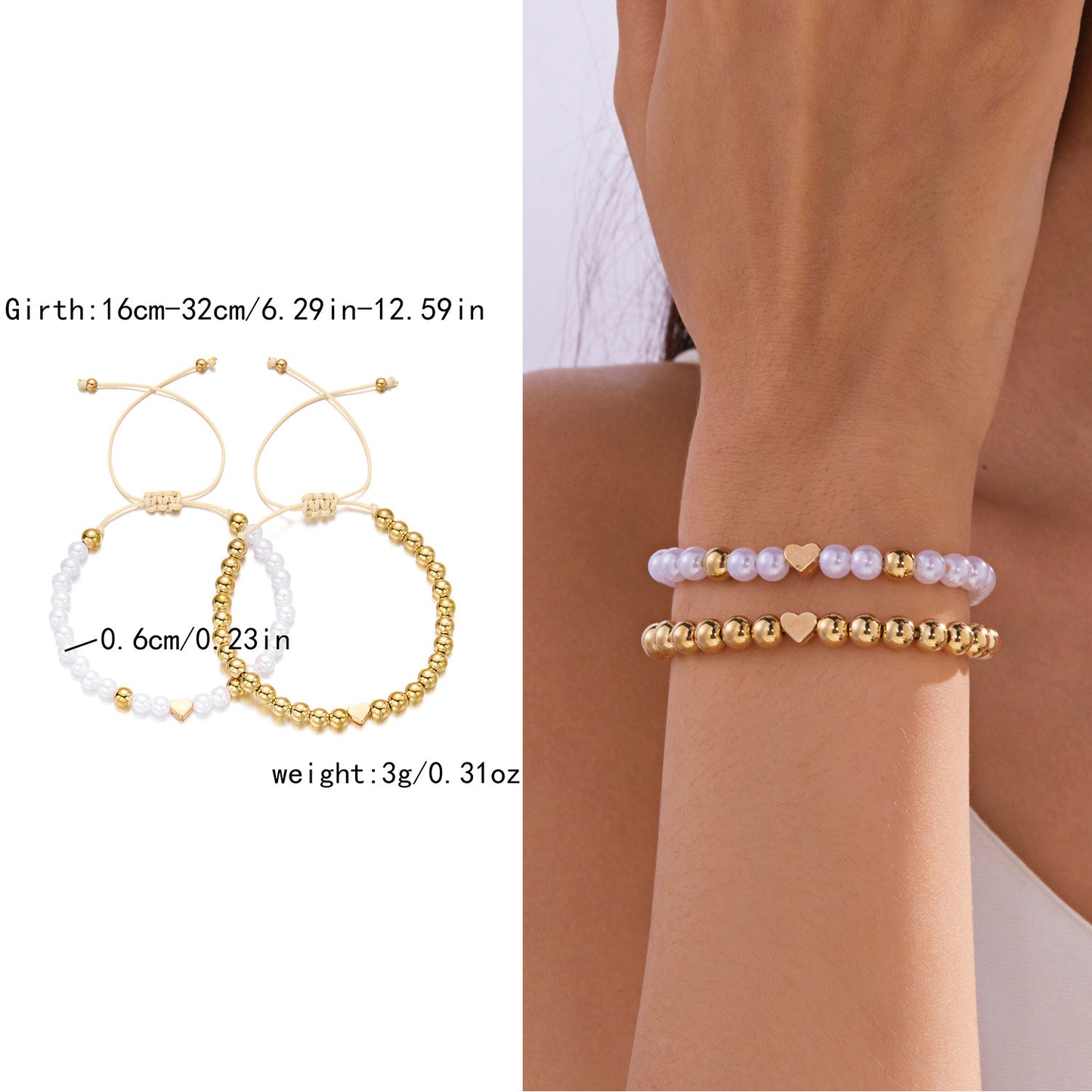 Women's High-grade Creative Imitation Pearl Love Woven Bracelets