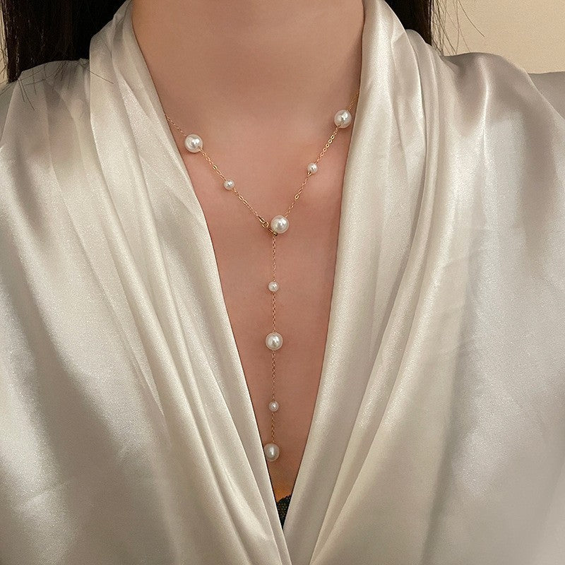 Women's Oversized Pearl Minimalist Design Clavicle Chain Necklaces