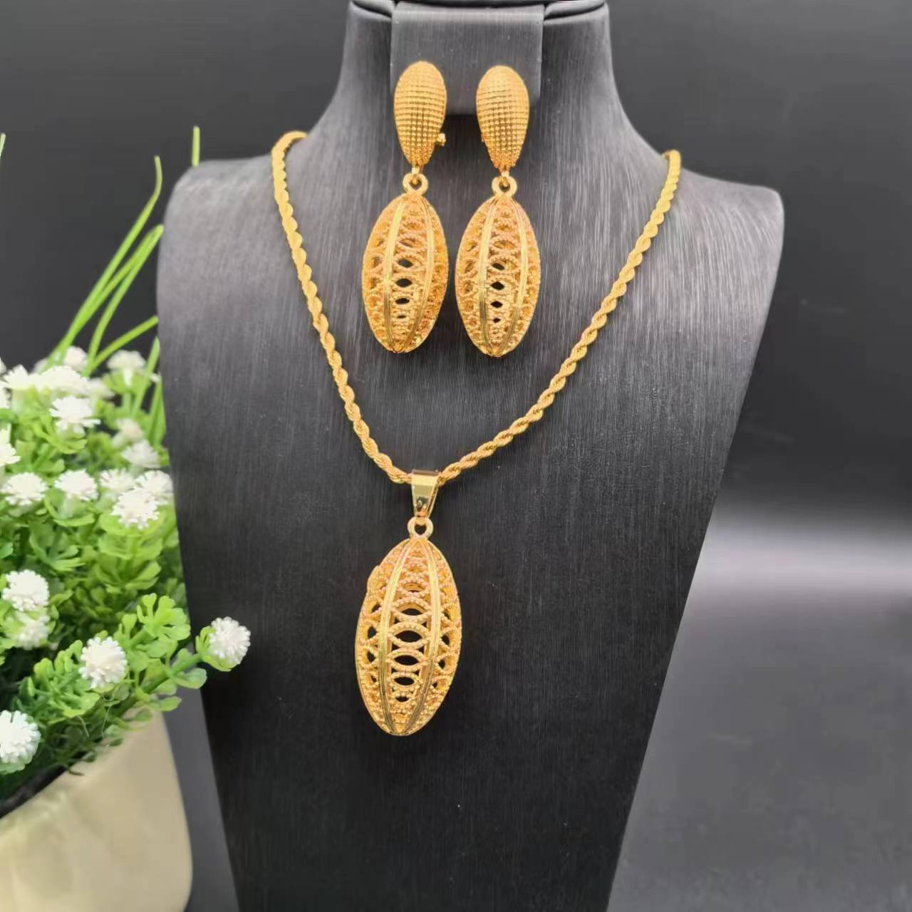Bridal Ancient French Gold Nigeria Female Jewelry Set