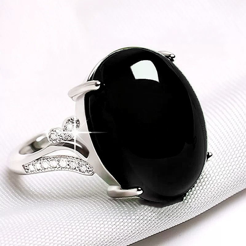 Chalcedony Female Sterling Sier Inlaid Canary Stone Agate Adjustable Ring