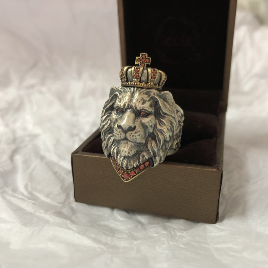 Men's Vintage Crown Lion Titanium Steel Cross Male Rings