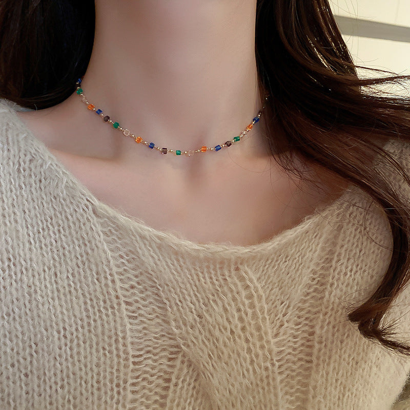 Colorful Niche Female Fashion Clavicle Chain Simple Neck Necklace