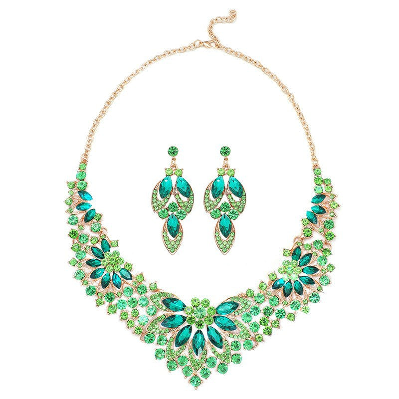 Women's Vintage Leaves Flowers Exaggerated Bridal Wedding Jewelry Set