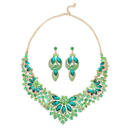 Women's Vintage Leaves Flowers Exaggerated Bridal Wedding Jewelry Set