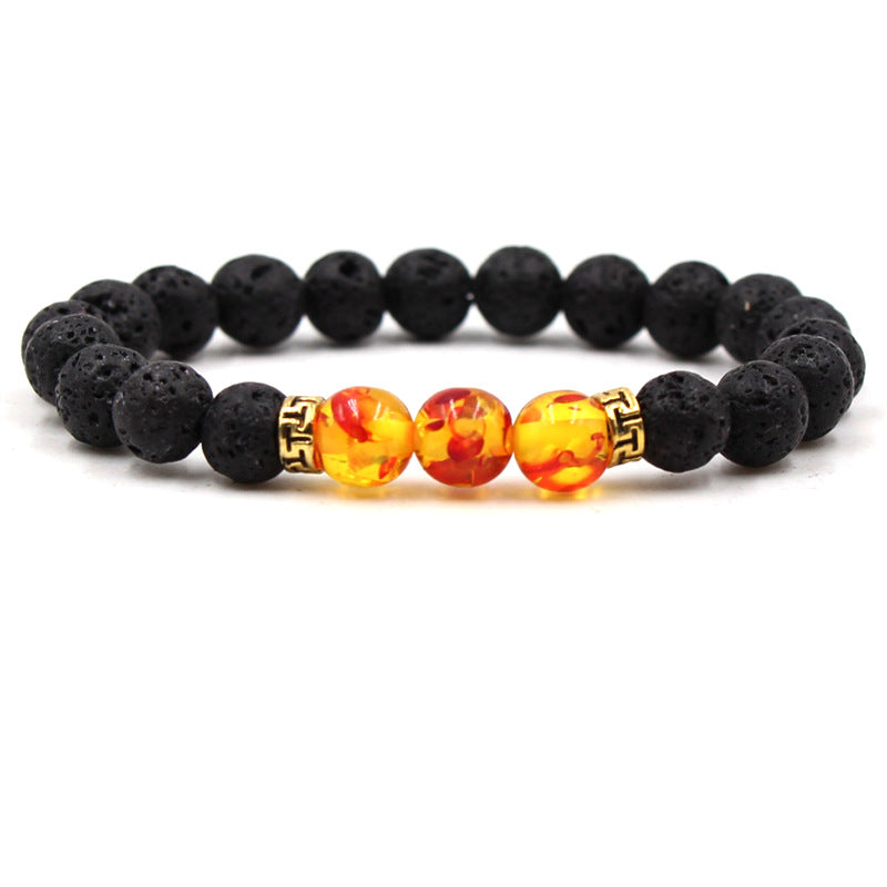 Women's & Men's Volcanic Rock Black Lava Turquoise Red Agate Bracelet