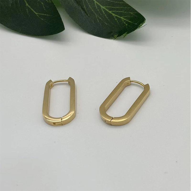 Women's Gold U-shaped Korean Style Geometric Titanium Earrings