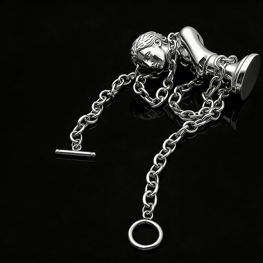 Women's & Men's Street Thick Chain Hollow Buckle Couple Necklace