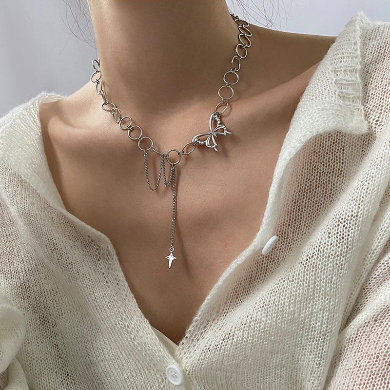 Women's Niche Design Bowknot Personalized Cold Style Clavicle Chain Hip Hop Necklace