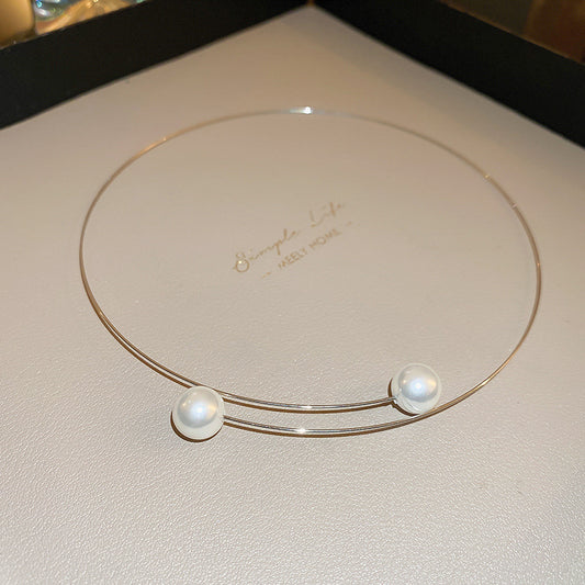 Circle Pearl Collar Fashion Elegant High Sense Geometric Necklace