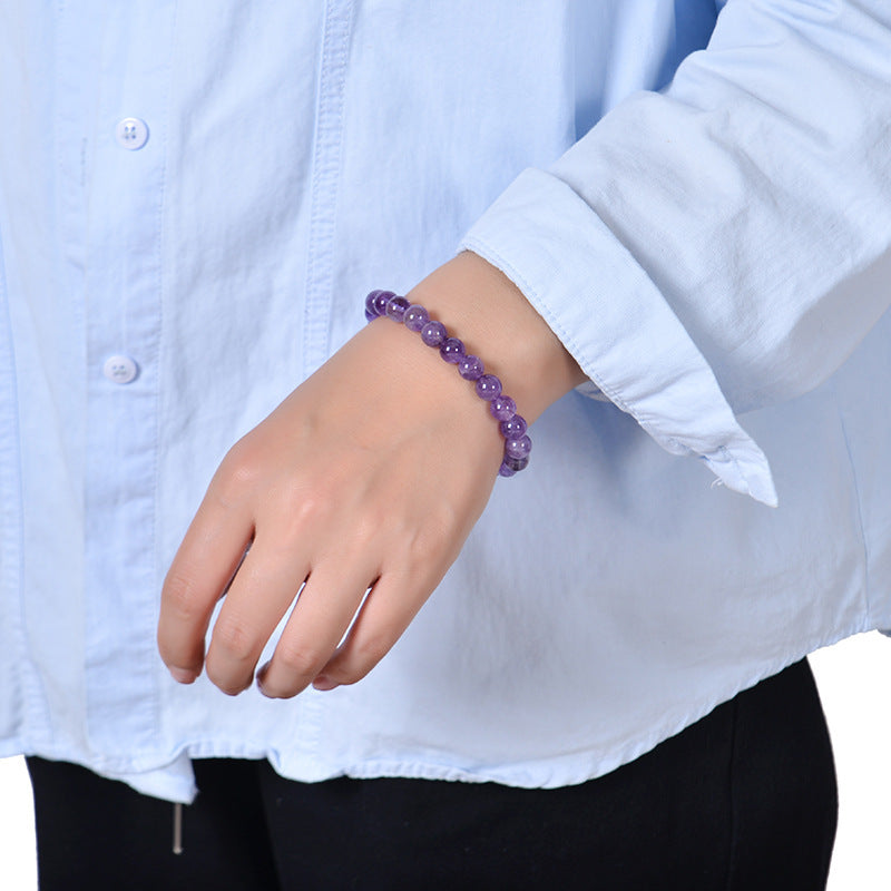 Amethyst Beaded Elastic String Natural Stone Crystal Agate Bracelet