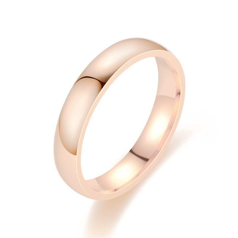 Rose Gold Arc Glossy Couple Female Fashion Rings