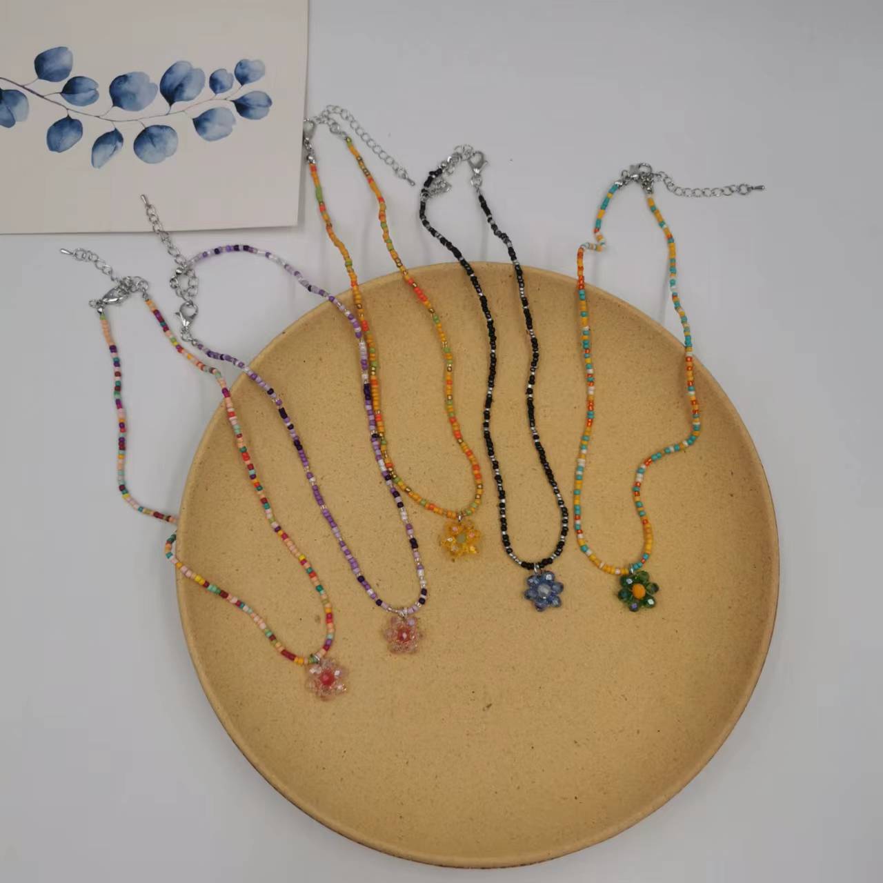 Summer Beaded Flower Female Niche Advanced Design Sense Clavicle Chain Necklaces