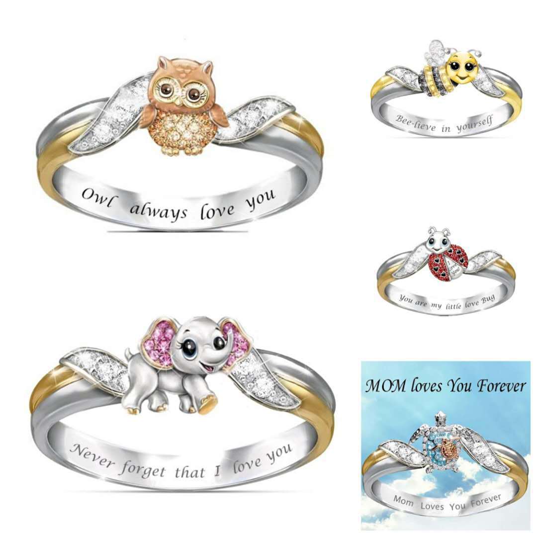 Women's Popular Bee Lettering Creative Animal Shape Ring