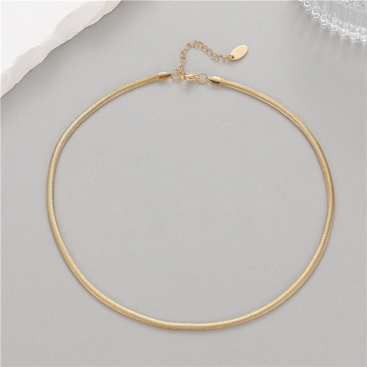 Women's Sense Color Retention Electroplating Double Layer Snake Bones Chain Cuban Necklaces