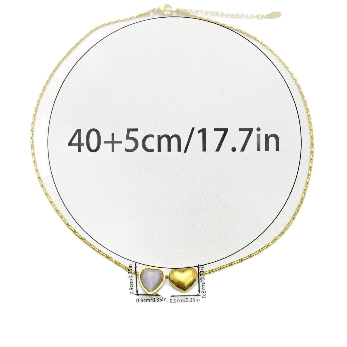 Double Heart Golden Thin Chain Clavicle Design Necklace