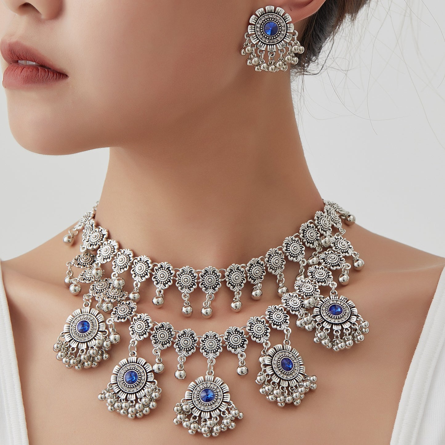 Beads String Tassel Exotic Indian Style Jewelry Set