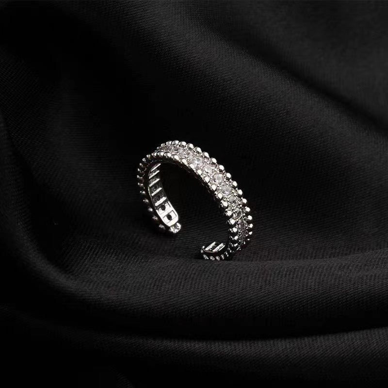 Retro Bead Edge Wide Face Open Ring