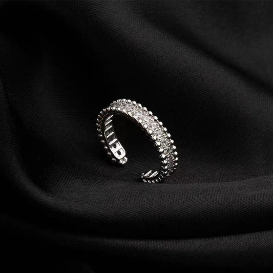 Retro Bead Edge Wide Face Open Ring