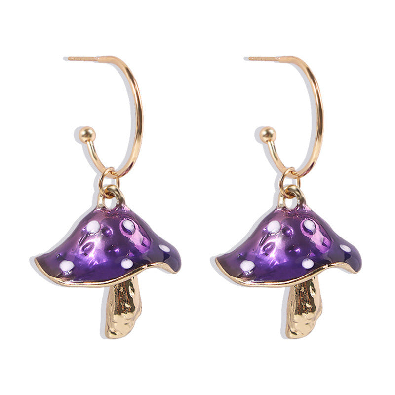 Cute Mori Style Small Mushroom Colorful Oil Creative Dream Fresh Earrings