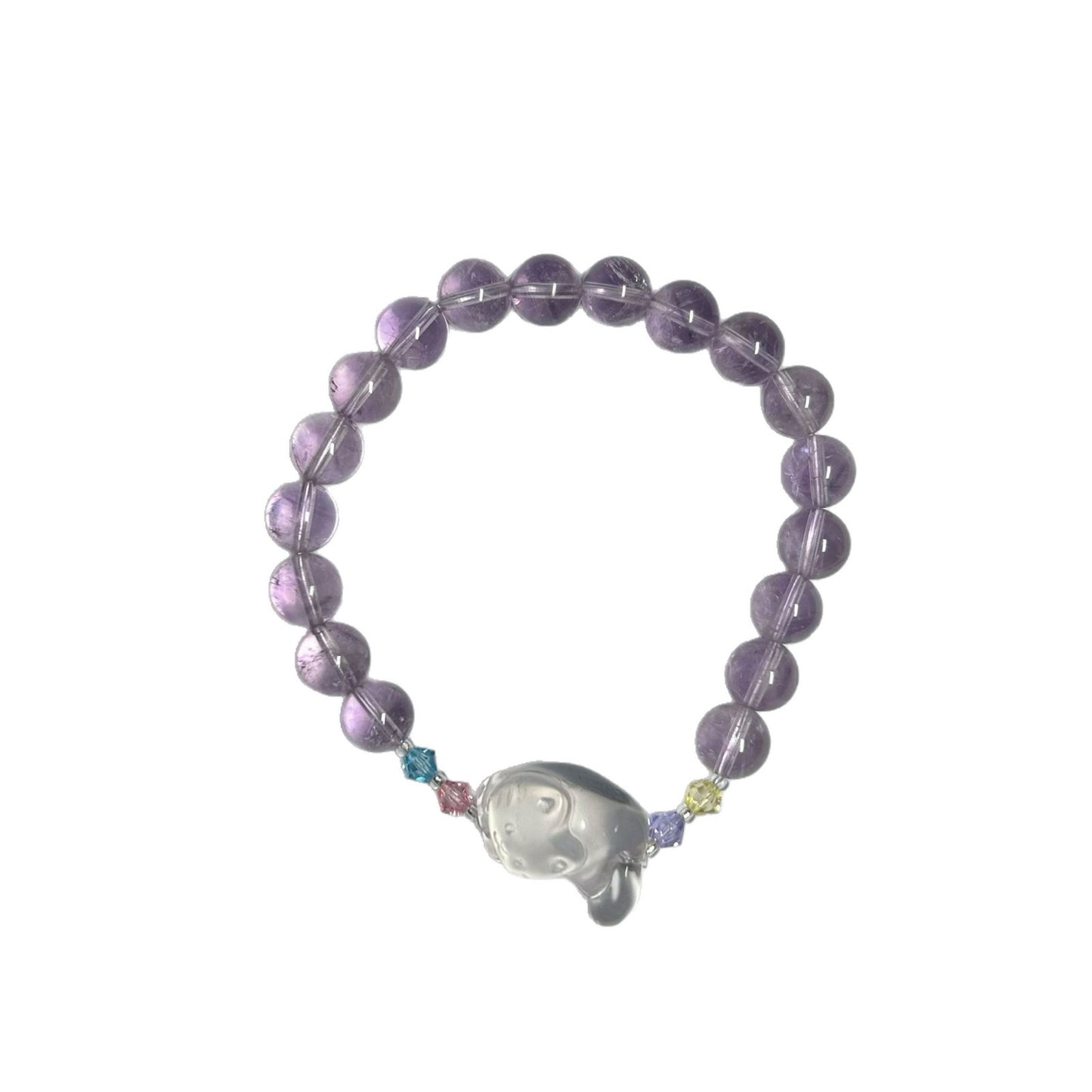 Women's White Crystal Matching Colored Gems Tassel Lucky Bracelets