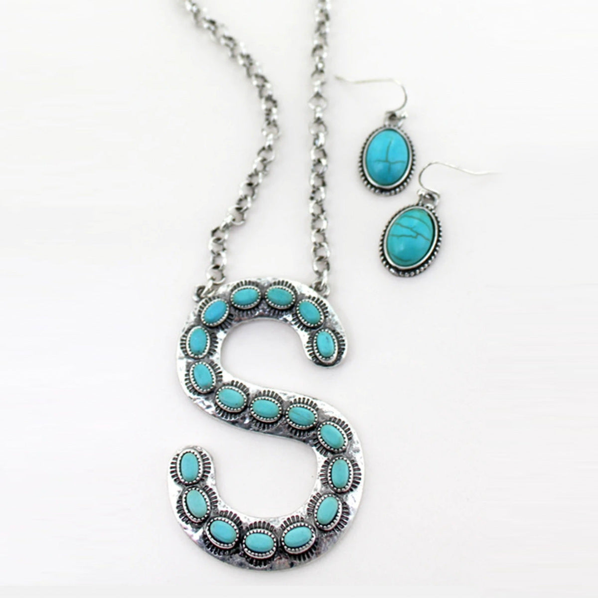 Bohemian Alphabet Letter Retro Style Inlaid Jewelry Set