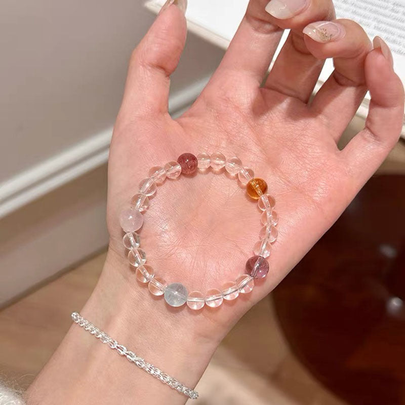 Women's Exquisite Sterling Sier Snake Bones Chain Ball Stitching Asymmetric Light Bracelet