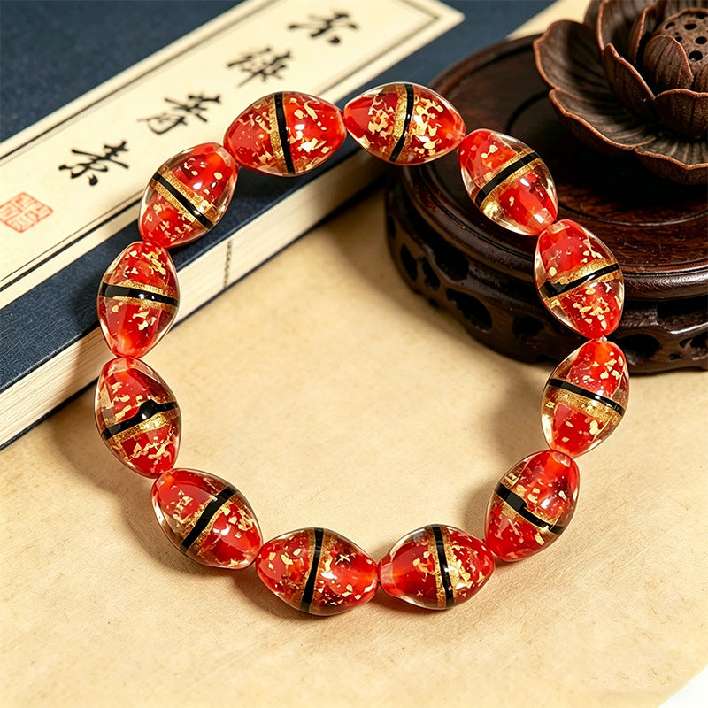 Women's & Men's Luminous Two-color Waist Drum Colored Glaze Crafts Beaded Bracelet