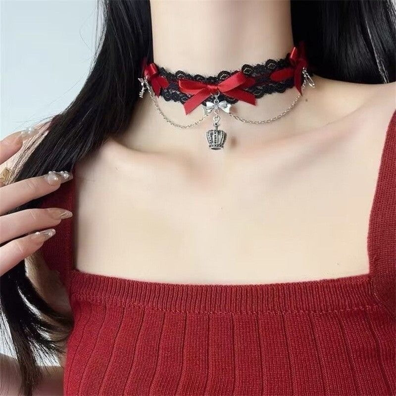 Lace Edge Love Female Black Minority Fashion Personality Collar