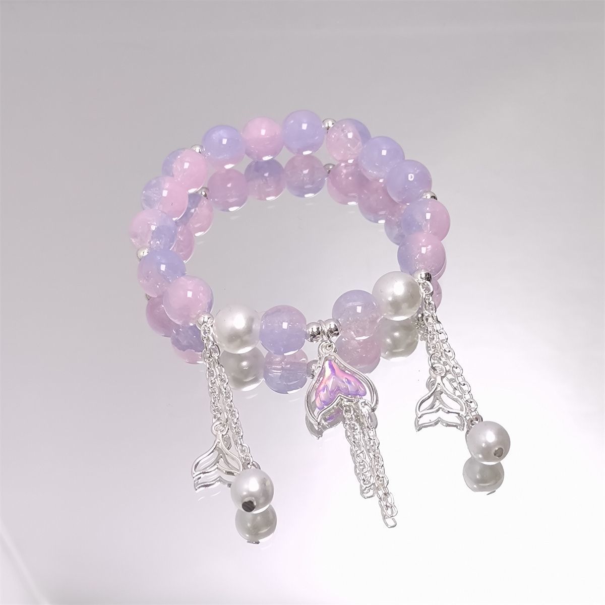 Children's Pearl Tassel Crystal Fishtail Female Fresh Light Luxury Bracelet