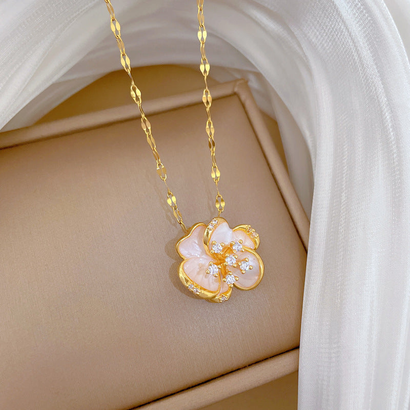 Women's Rotating Glaze Flowers Suit Light Luxury Temperament Gorgeous Full Necklaces