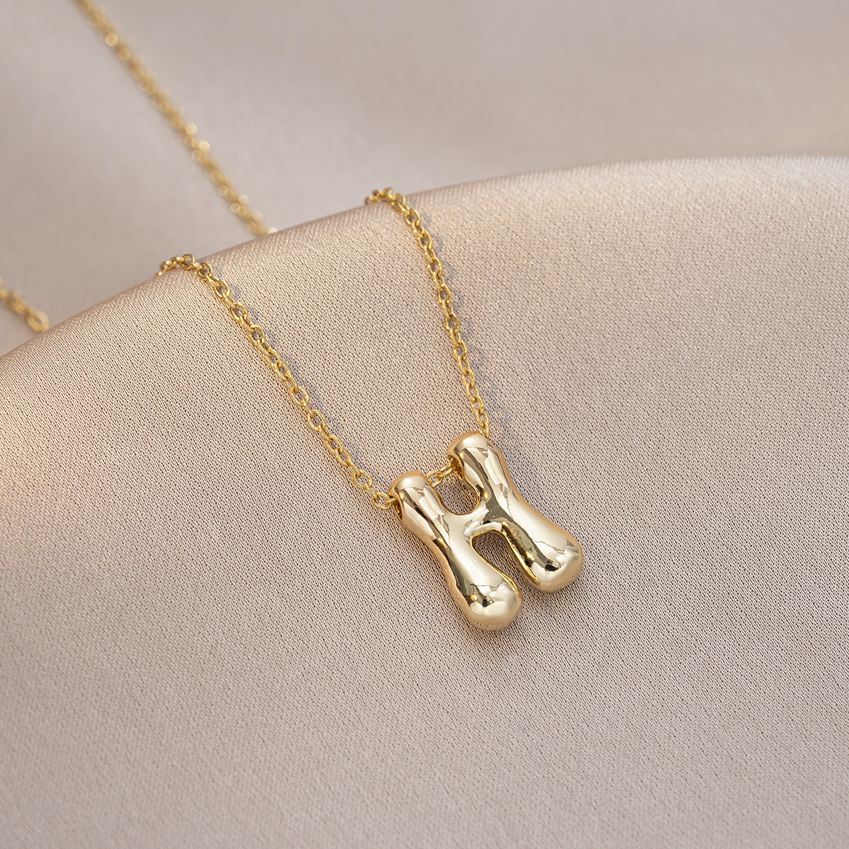Female Glossy Balloon Bubble Cute Chubby English Letters Temperament Clavicle Necklace