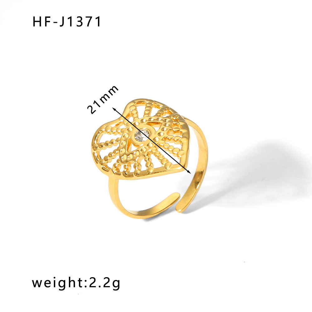 Women's Open Drop Oil Personality Inlaid Zircon Stainless Ring