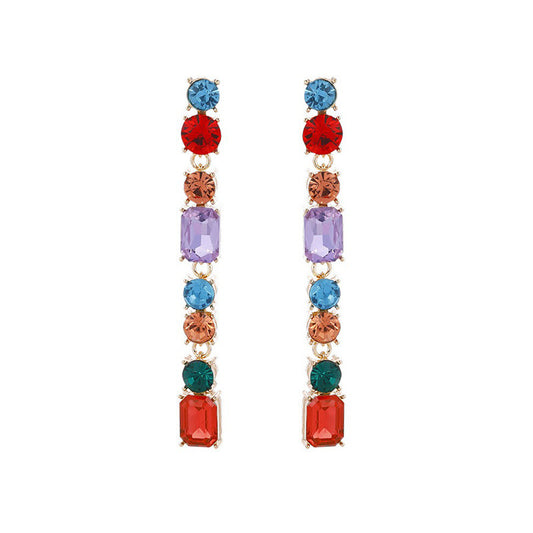 Long Fringe Geometric Crystal Versatile Personality Fashion Earrings